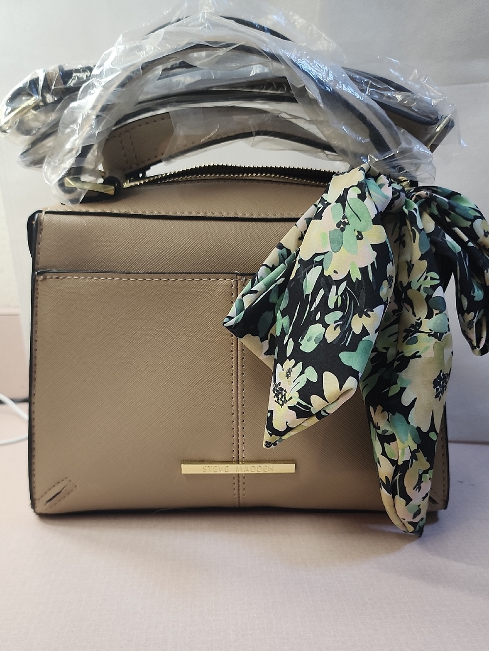 Steve Madden "Breese" Crossbody Bag with Floral Accent Scarf